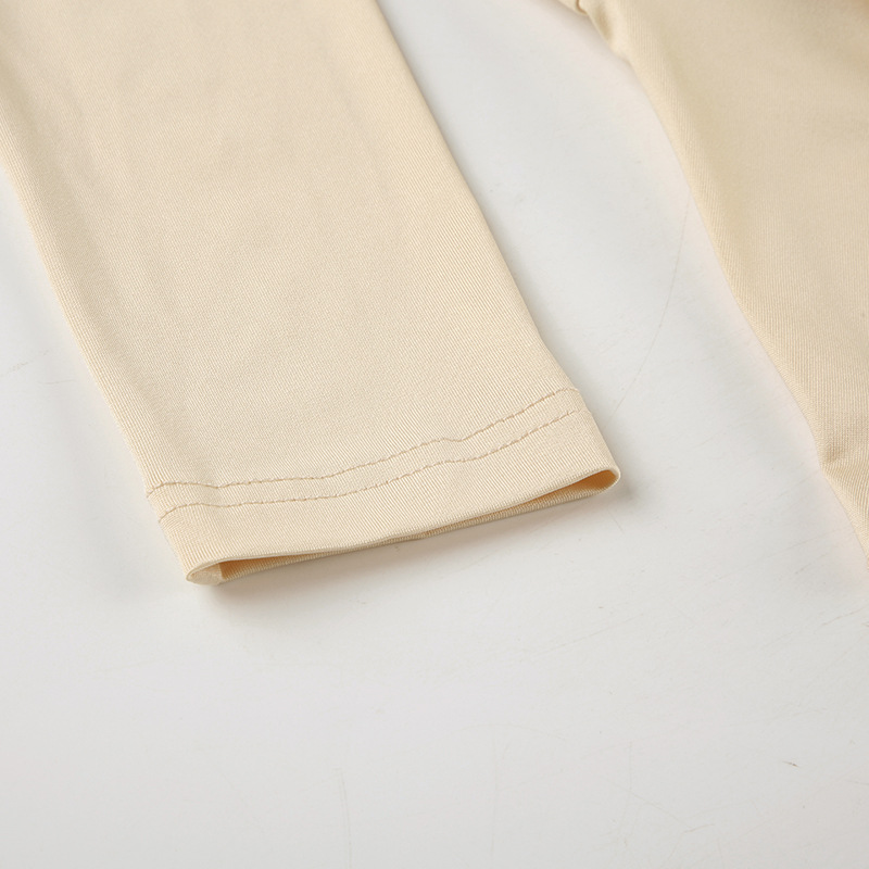 European And American Sexy Style Basic Versatile Skin-colored Strap Low V-neck Ultra-short T-shirt For Women, Slim Fit,_ecoleips.com