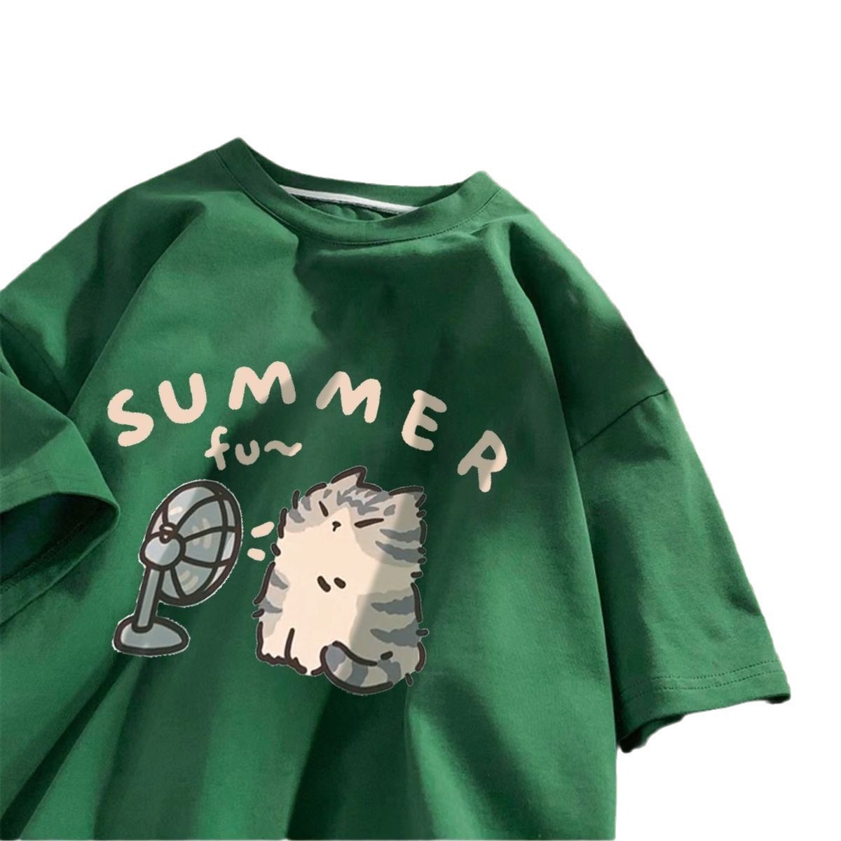 漫画風半袖Tシャツ2026新作オーバーサイズデザインニッチアメリカンスタイルゆったり万能半袖トップスins