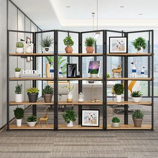 Iron Style Partition Rack Cut Out Bookshelf Floor-Standing Screen Partition Board Flower Rack Bookshelf Simple Multi-Layer Display Rack