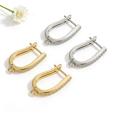 百搭铜镀保色U型耳扣耳钩饰品椭圆形耳圈耳环DIY耳坠配件材料批发