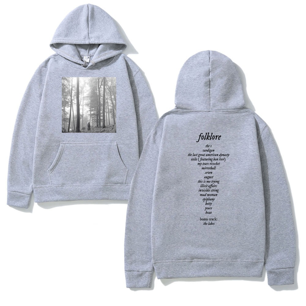 Taylor Pullover Music Album Folklore Print Hooded Sweatshirt