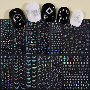 3D Nail Art Stickers suit 12 Different Star Moon Women's Nail Decoration Stickers Adhesive Self-adhesive Nail Decals