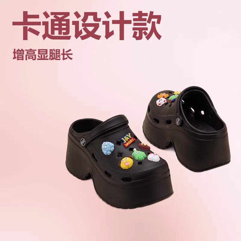 Cartoon-Style Women's Clogs with Thick Soles, Height-Increasing Outdoor Sandals, Non-Slip Closed-Toe Slippers, Outdoor Bubble Shoes, Beach Sandals