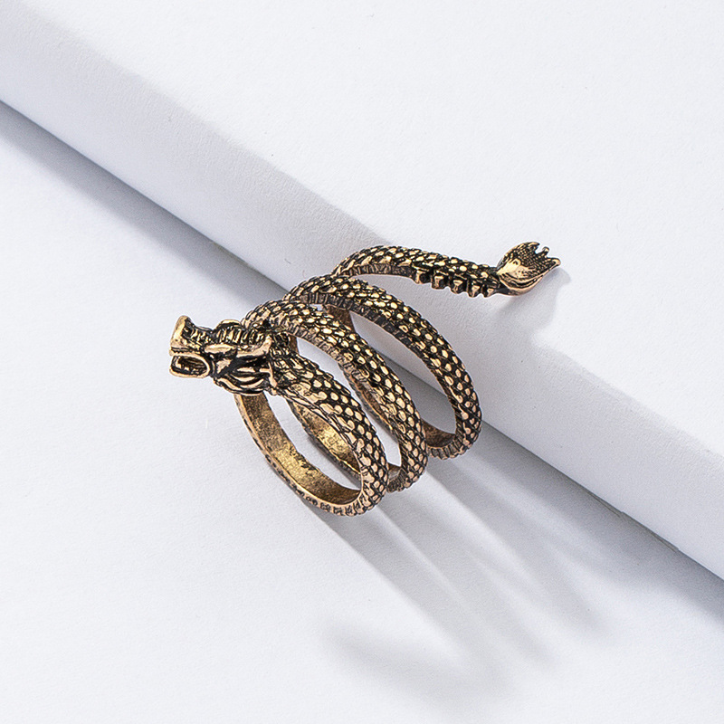 Retro Dragon Alloy Ring Wholesale display picture 2
