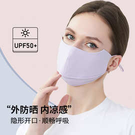 夏季防晒口罩防紫外线开口透气UPF50可吸饮料冰丝面面料户外遮阳