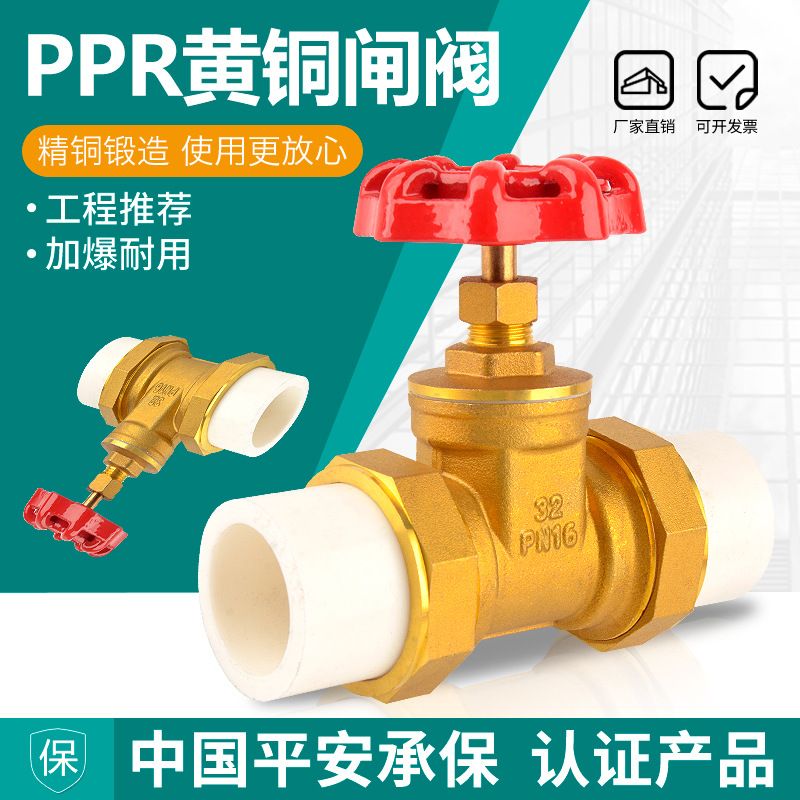 全铜闸阀ppr管PE管自来水管阀门开关4分20管6分25双活接1寸32热熔