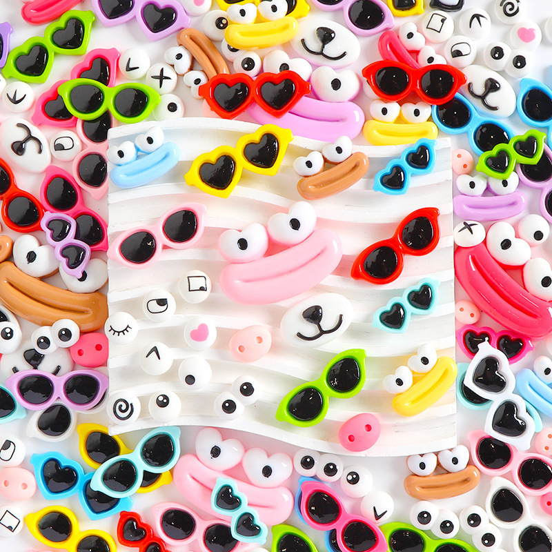 Cartoon Cute and Funny Sausage Mouth Eyes Sunglasses Glasses Cream Glue DIY Materials Resin Small Accessories Decorations