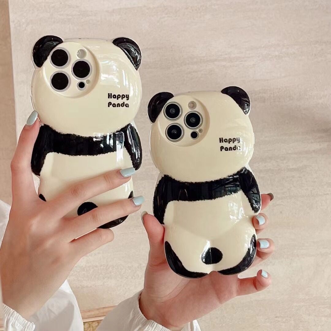 Dibujos animados espalda panda manzana 15promax pasta de agua apple 14promax cuerpo de oso estuche para teléfono ip13 suave