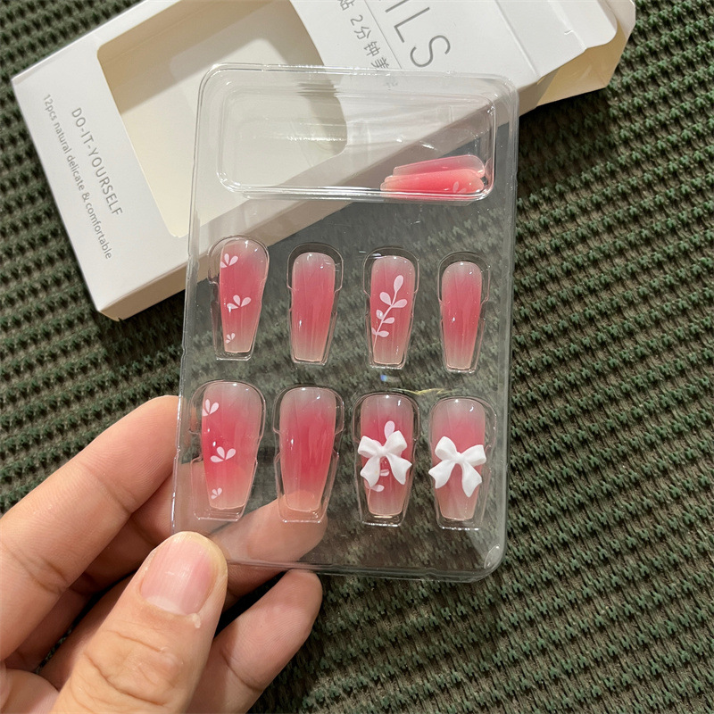 Uñas Postizas Largas de Ballet con Diseño de Moño para Mujeres image 3