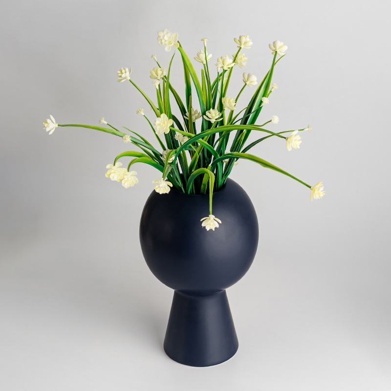 Jarrón de cerámica de estilo hogareño de venta caliente de porcelana de Amazon, jarrón blanco y negro, arreglo floral para la sala de estar, decoración del hogar