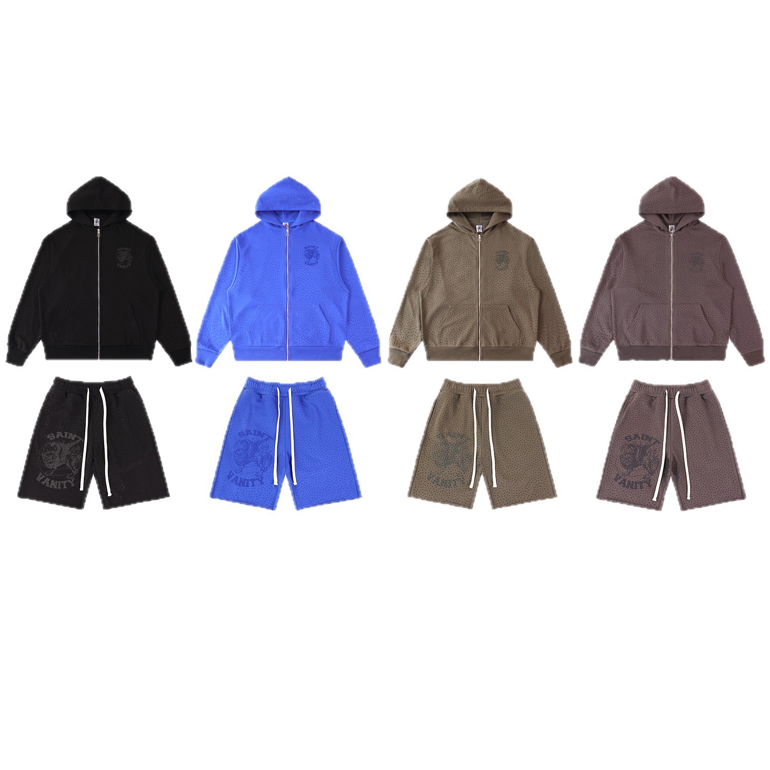 Transfronterizo exclusivo para la marca de marea en stock SAINT VANITY impresión de diamante caliente marca de marea sudadera con capuz cardigan con cremallera sudadera