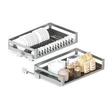 悍高橱柜L系列升级版拉篮304不锈钢纳米抗菌底板抽屉拉篮双层碗篮