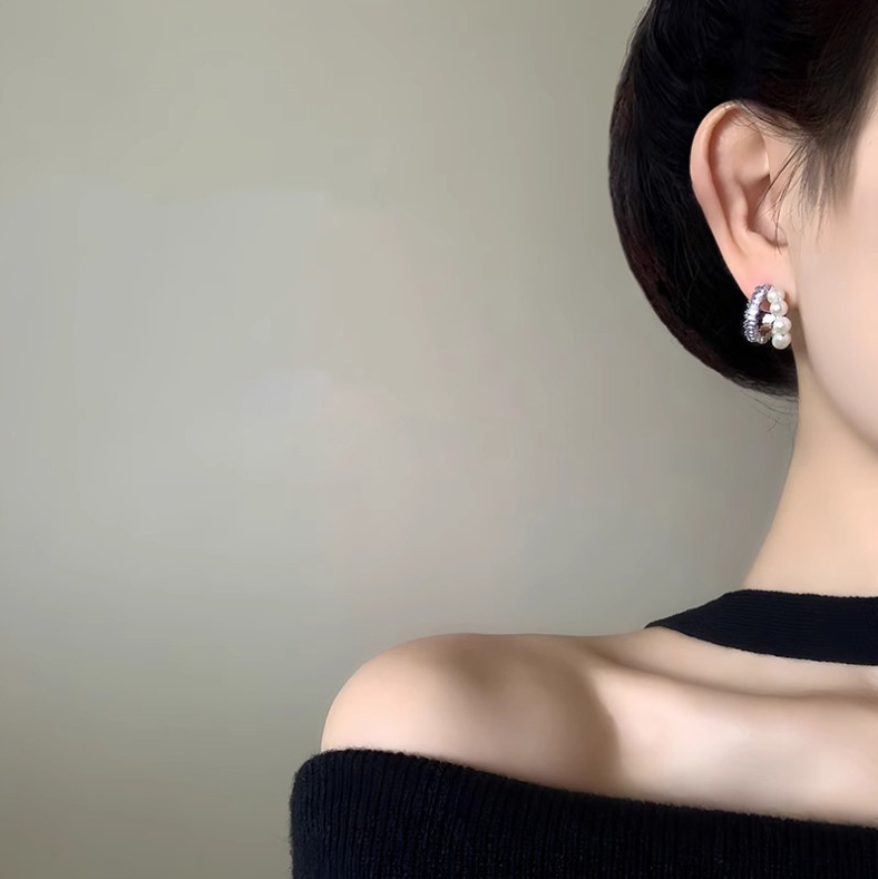 2025新款高级感珍珠丁香紫锆石耳圈精致气质轻奢耳环耳钉女耳饰|undefined