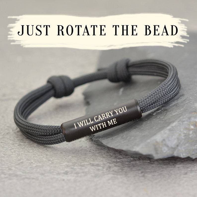 Stainless Steel Engraved Paracord Couple Bracelet Korean Style Trendy Boyfriend and Girlfriend Long-Distance Relationship Gift Woven Push-Pull Bracelet