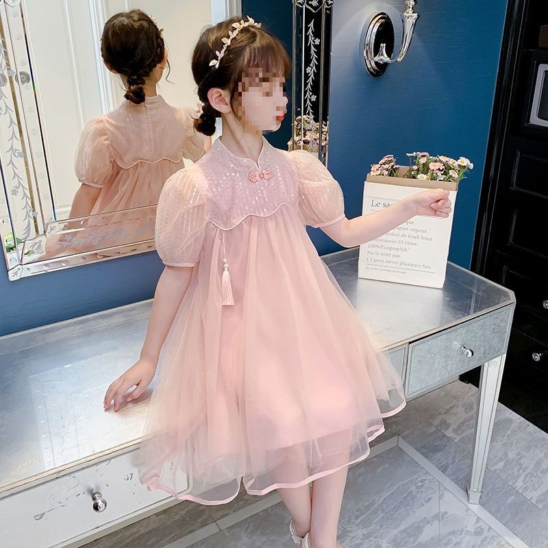 Girls Summer Dresses 2025 New Summer Girls Fashionable Mesh Medium and Large Children's Princess Dresses Children's Skirts Summer