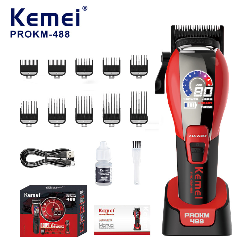 Kemei Kemei tijeras eléctricas sin escobillas PROKM - 488 cortador de pelo profesional digital inteligente tijeras eléctricas transfronterizas