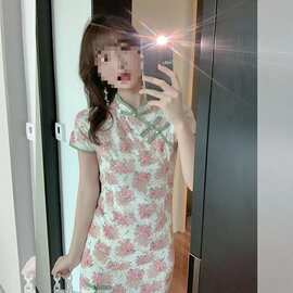 中国风改良版旗袍连衣裙新款少女感夏季气质裙子小个子碎花裙