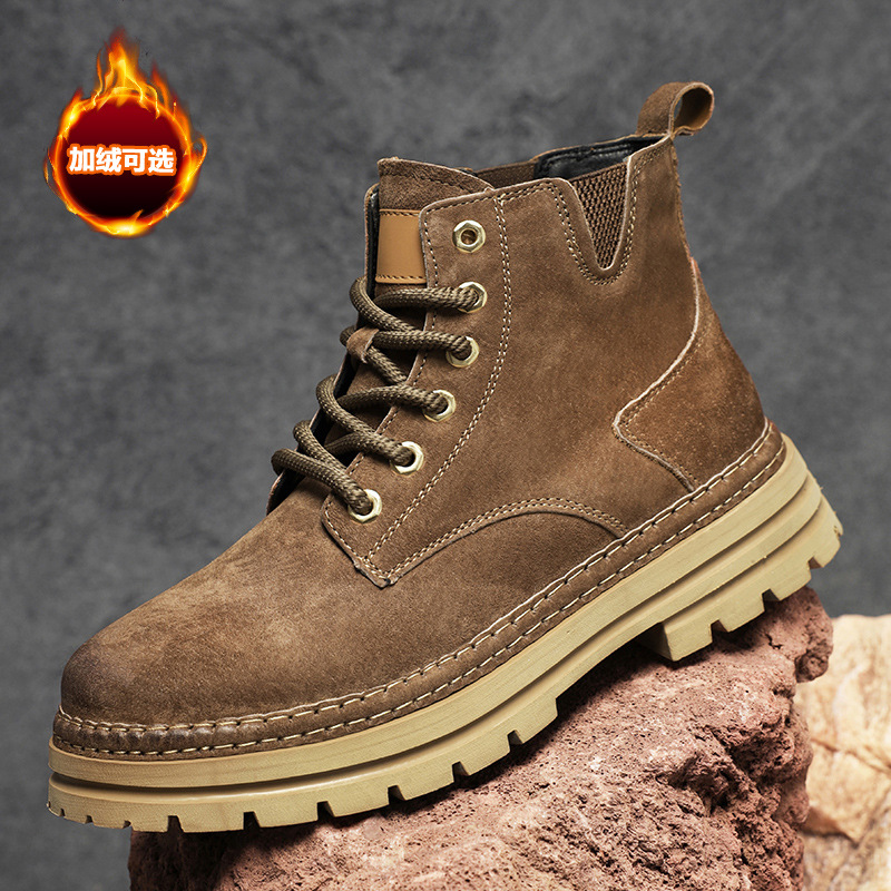 2025 otoño y invierno nuevo estilo casual botas Martin de piel de cerdo de vello de moda para hombres botas de moda para hombres botas de amarillo