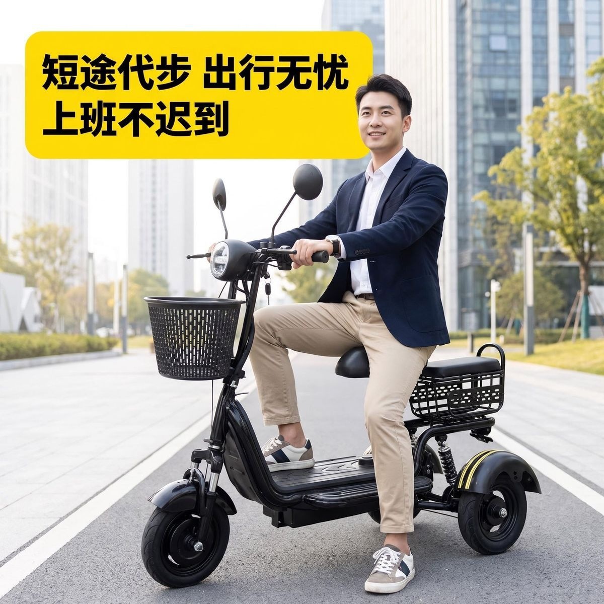 Lightweight foldable electric tricycle suitable for home shopping, elderly transportation, and picking up and dropping off children