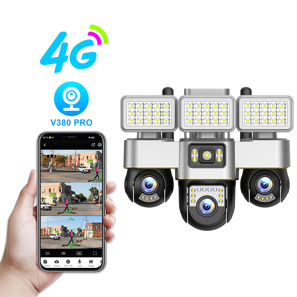 V380pro tres lentes 4G tres PTZ monitoreo teléfono remoto HD red wifi inteligente cámara impermeable