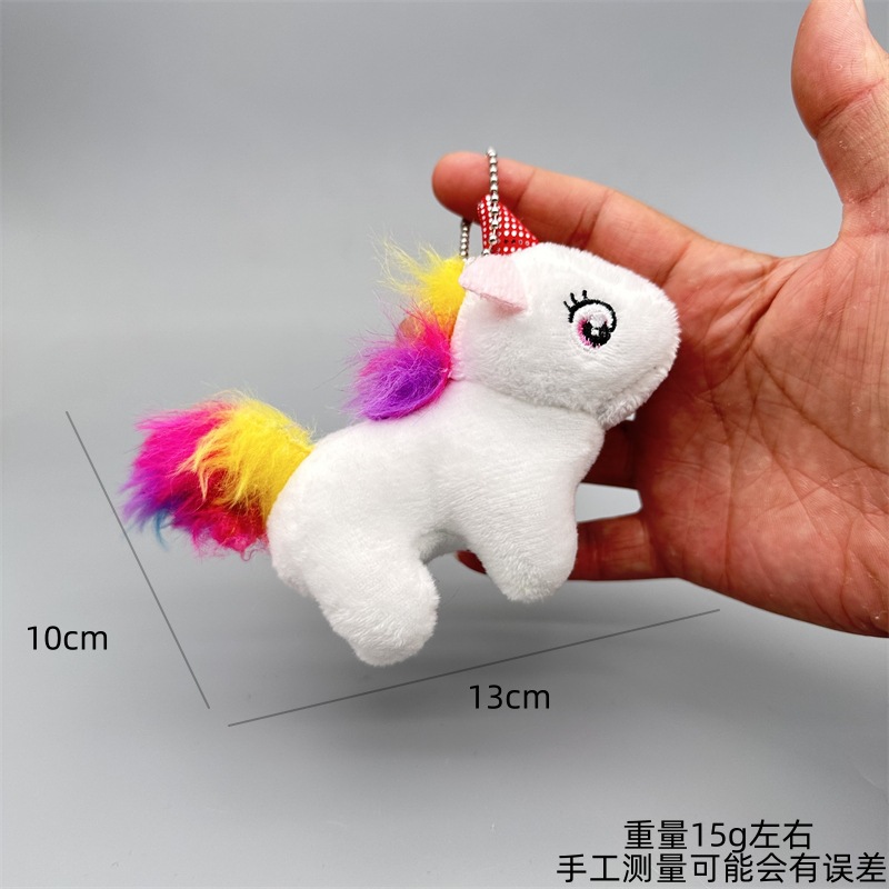 De dibujos animados lindo colorido pony unicornio muñeca de peluche colgante llavero creativo muñeca bolsa accesorios al por mayor