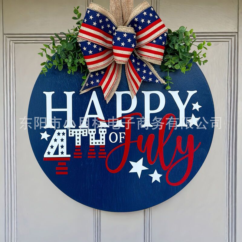 Cross-Border American Independence Day Welcome Sign Door Hanging Farmhouse Wall Decoration Garland 30cm Garland Front Door Door Sign Pendant