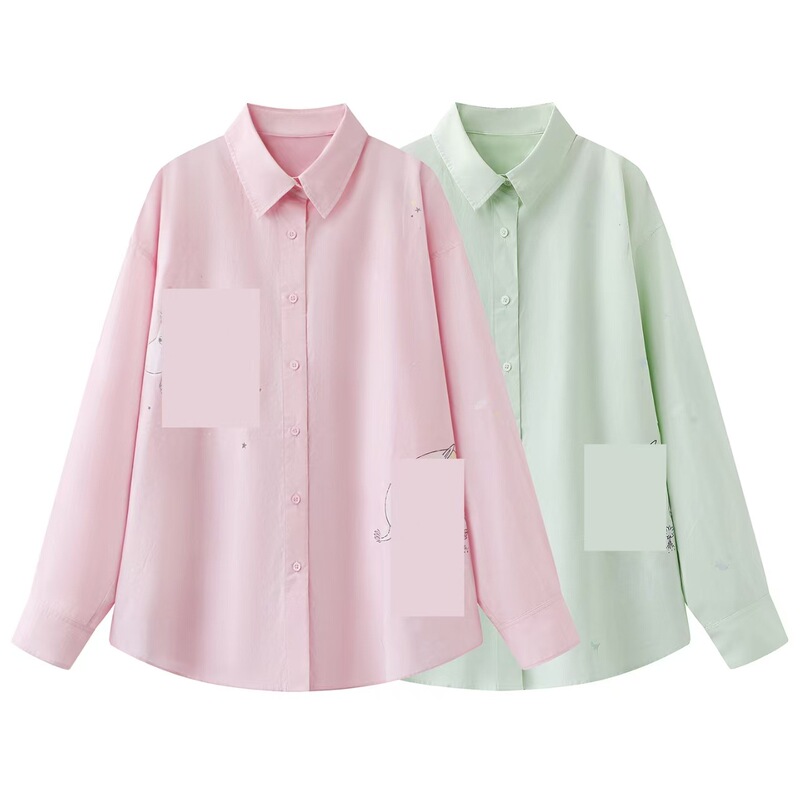 In Stock 2026 Summer New Style Loose Casual Cartoon Anime Letter Print Long-Sleeved Shirt for Women Mbf2Sht022