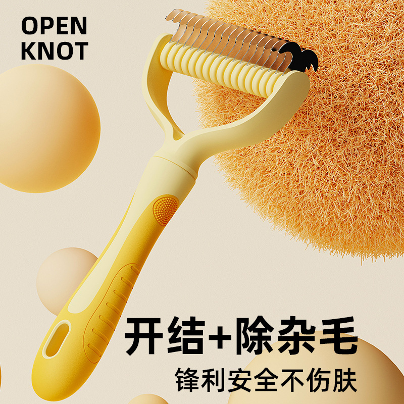 Pein de depilación de dientes de mascotas de acero inoxidable cepillo de perros de gato depilación de doble cara pein de depilación de nudo abierto