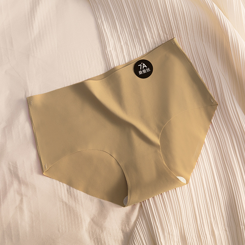 Bragas sin costuras, entrepierna antibacteriana femenina 7A, niña de seda de morera, ejercicio, yoga sin caderas, seda de hielo, cintura media, curva sexy