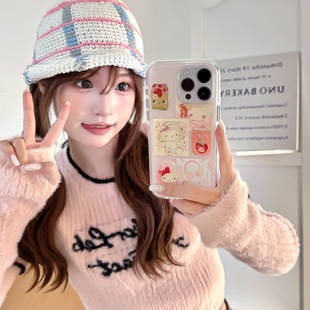 Cartoon Graffiti Kt Cat Illustration Suitable for iPhone 17 Apple 16 Pro Max Phone Case 15 Niche 14 Girly Style