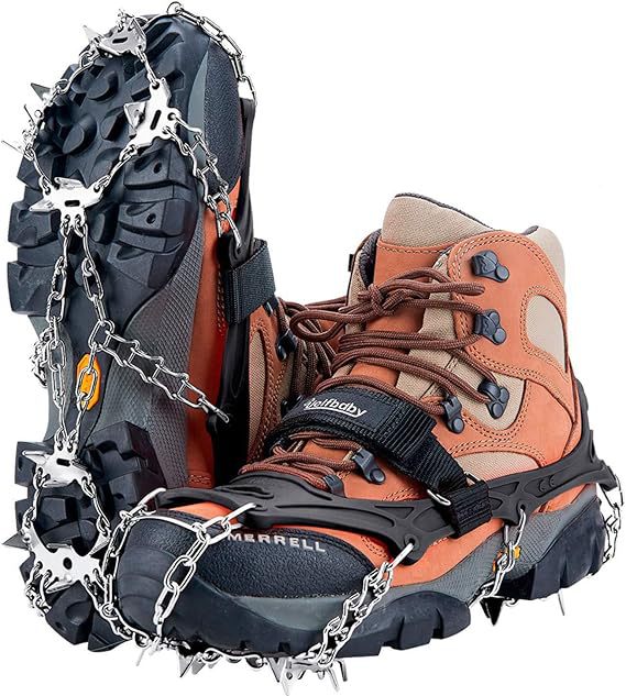 卸売り屋外8歯10歯ステンレスチェーン氷爪雪地ロッククライミング登山滑り止め靴カバー雪