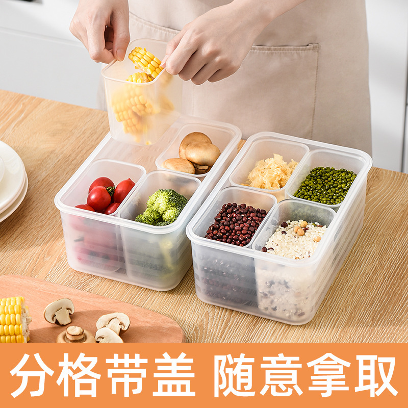 Kitchen Refrigerator Fresh-keeping Storage Box Household Vegetable and Fruit Storage Box Plastic Sealed Fresh-keeping Box Stackable with Lid