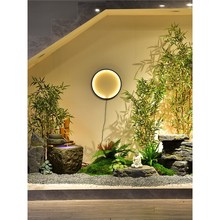 楼梯下造景仿真竹子假山石景观新中式绿植装饰流水摆件循环水景观