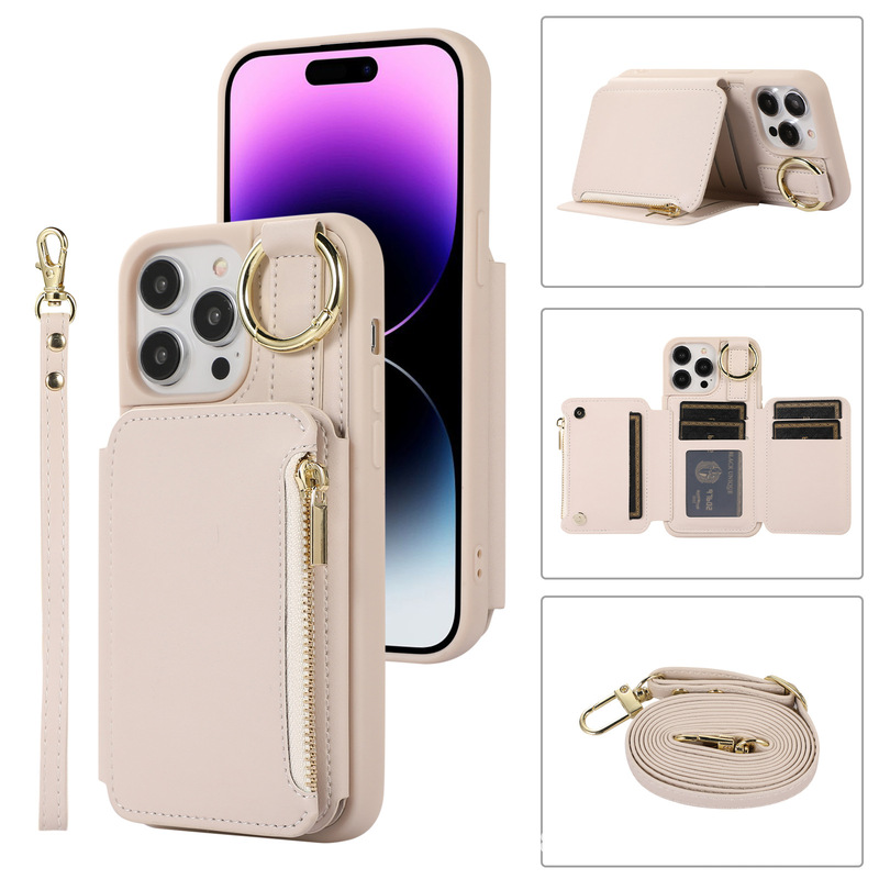 New Apple 15 leather phone case iPhone15Promax mobile phone protective case lanyard multi-card mobile phone leather case New Apple 15 leather phone case iPhone15Promax mobile phone protective case lanyard multi-card mobile phone leather case