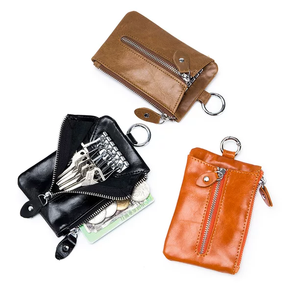 New Genuine Leather Retro Key Bag, Simple Multi-Functional Coin Purse, Keychain Two-In-One Storage Bag, Universal Style