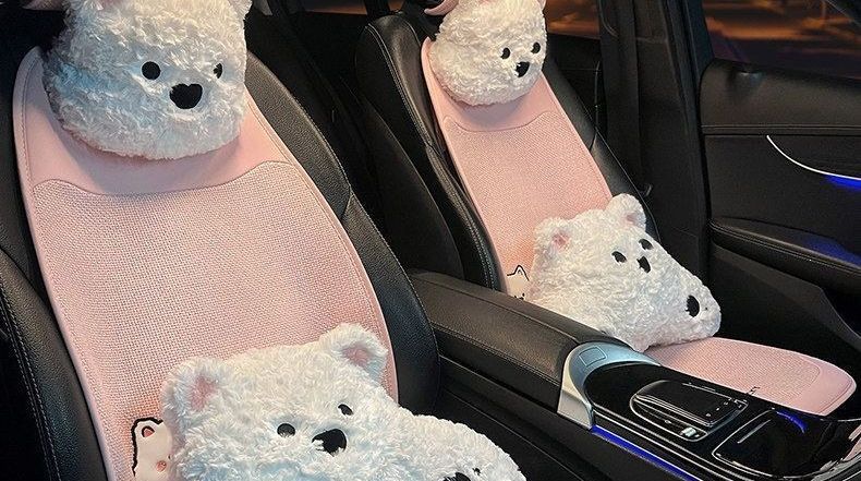 Interior 2026 Asian linen car seat cushion, suitable for all seasons, breathable, high-quality car seat pad, new cartoon cute design