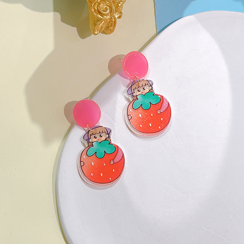 1 Pair Cute Fruit Arylic Drop Earrings display picture 5