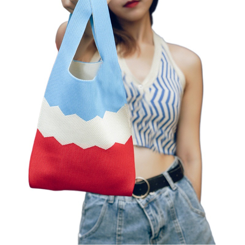 2023 nuevo Amazon flor bolsa de punto bolsa de gran capacidad bolsa estudiante bolsa de hombro bolsa de lana moda femenina