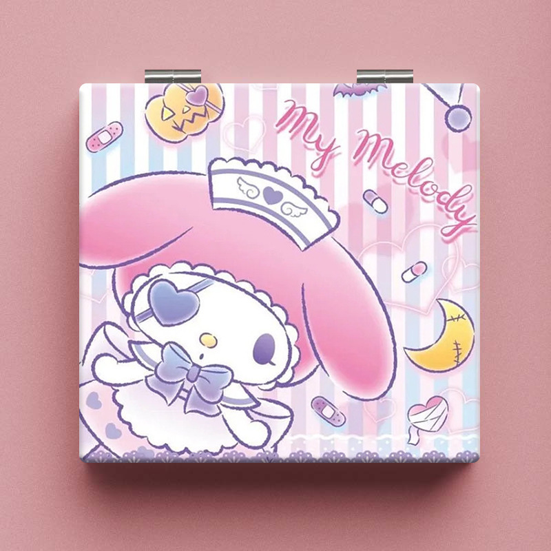 Lindo espejo pequeño Sanrio Kulomi espejo de maquillaje portátil de alto valor espejo de maquillaje portátil dormitorio de estudiantes espejo de maquillaje plegable