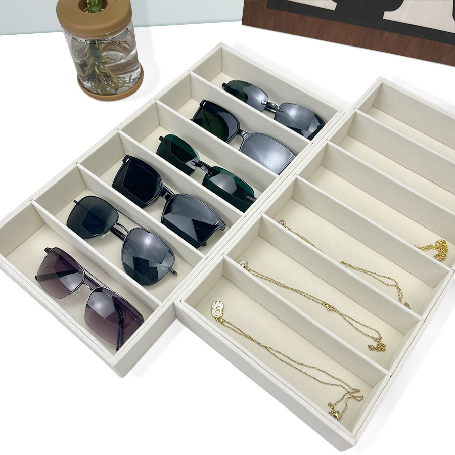 Storage Box with Compartments for Sunglasses, Necklaces, Watches, and Jewelry, High-End Velvet Display Box for Store Use, Storage Box for Accessories