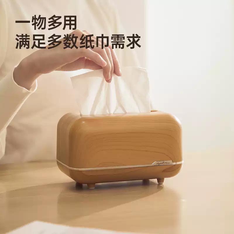 Caja de dibujo Caja de papel de servilleta para el hogar de escritorio de alto valor de alta calidad Caja de pañuelos de almacenamiento de sala de estar de color de madera de imitación creativa