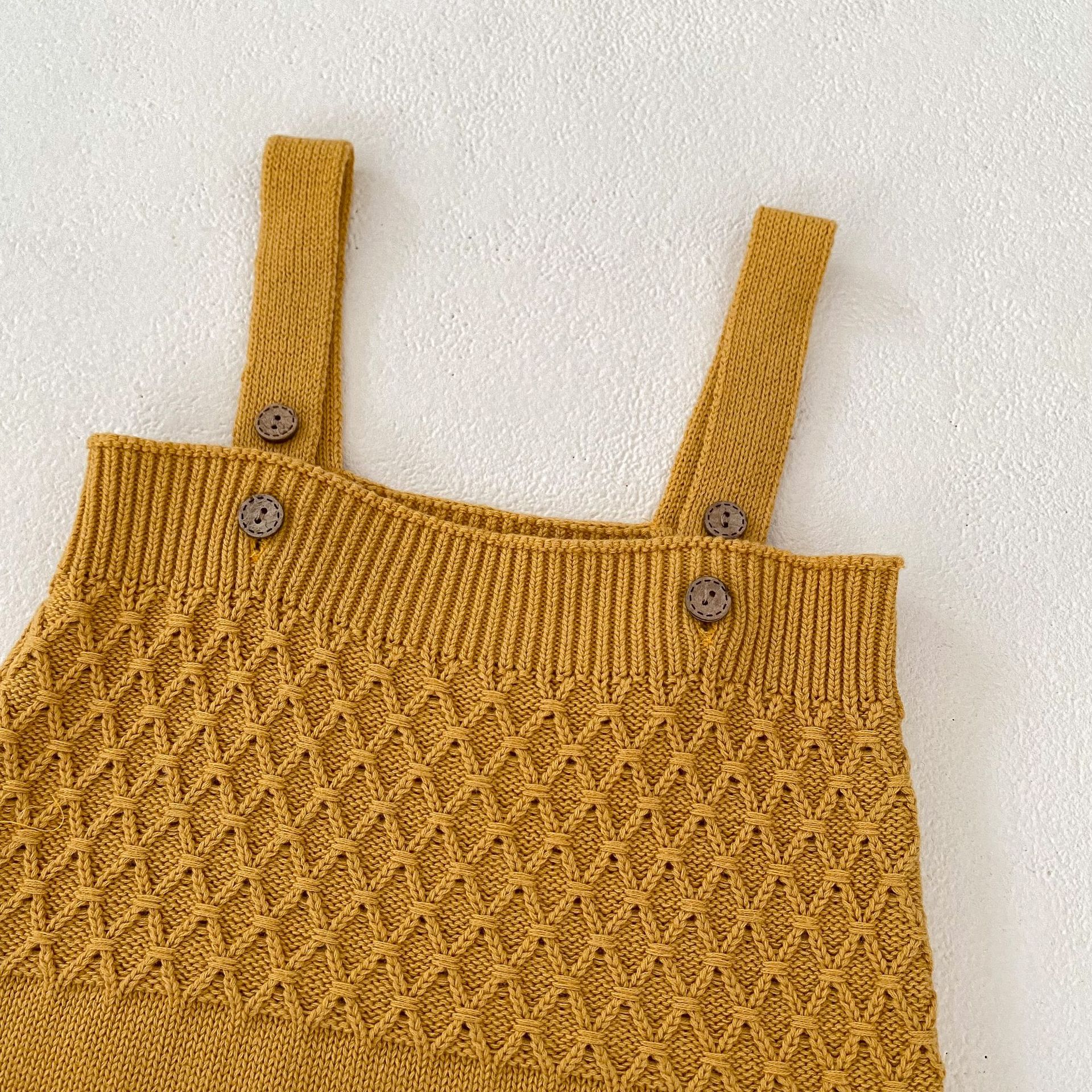 Proljetna 2024. žuta pletena jakna za dojenčad i djevojčice + jednobojni kaput na naramenice, set od 2 dijela dostupan za sortiranje_voghion.com