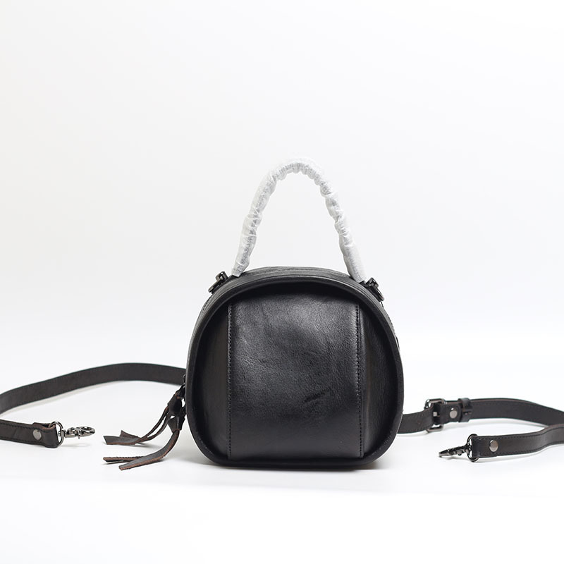 Special Offer Korean Style New Retro Shaped Bag First Layer Cowhide Small Round Bag Genuine Leather Women's Bag Handbag Shoulder Crossbody Bag