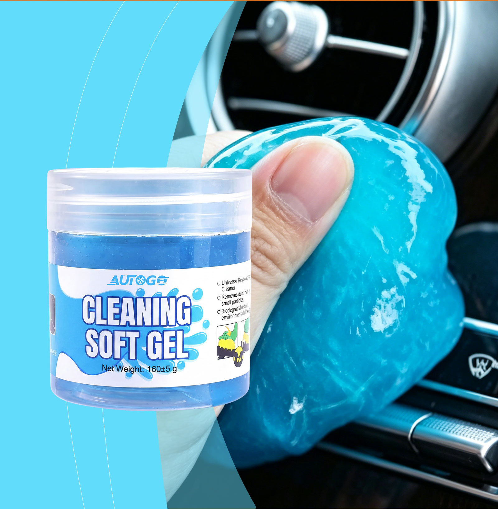 Autogo Car Cleaning Soft Gel Dust Remover Keyboard Cleaning Gel Multi-Functional Car Interior Gap Dust Removal Cross-Border Supply