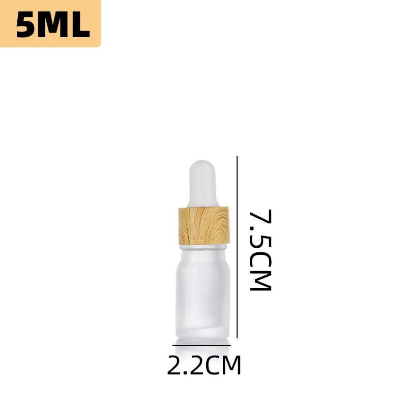 Botella de esencia a prueba de luz con tapa de imitación madera, botella de aceite esencial, botella cuentagotas de vidrio de 5-100 ml, botella para productos de cuidado de la piel, cosméticos