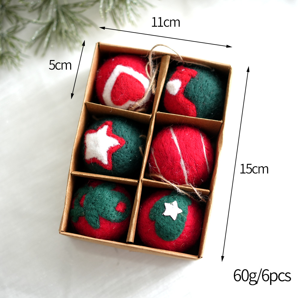 Bola de lana caja decorativa BOLA DE Navidad patrón de dibujos animados árbol de Navidad colgante Regalo De vacaciones decoración de la ventana color mezclado