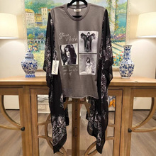 2025欧美外贸独立站跨境新款创意个性印花宽松蝙蝠袖宽松女上衣女