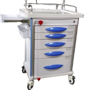 Hospital Double Lock Rescue Vehicle Multifunctional ABS Medical Drug Emergency Vehicle Dosing Change Medication Trolley Thickened High-end