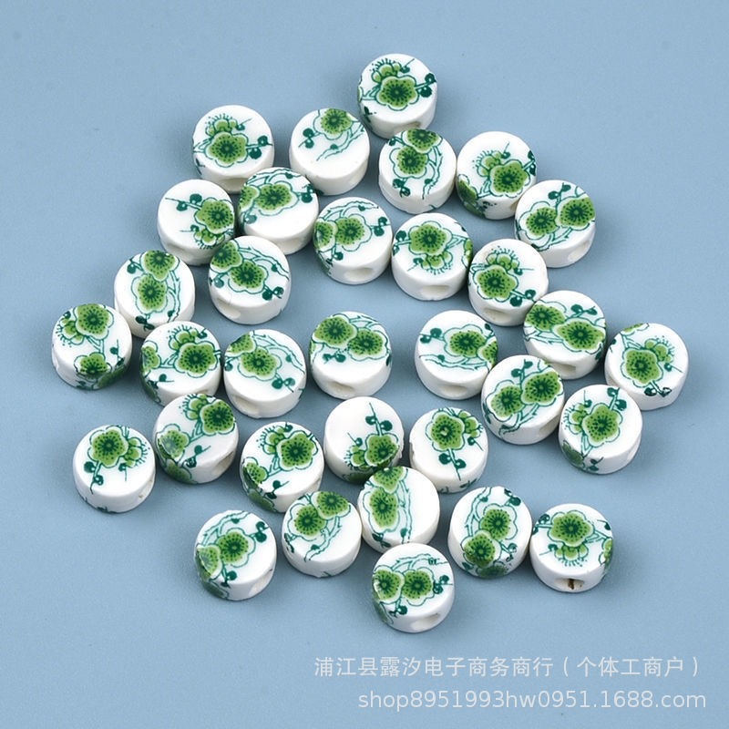 Flores de cerámica oblata esmalte de color decal de cerámica flores de estilo chino hechas a mano DIY collares pulseras pendientes accesorios