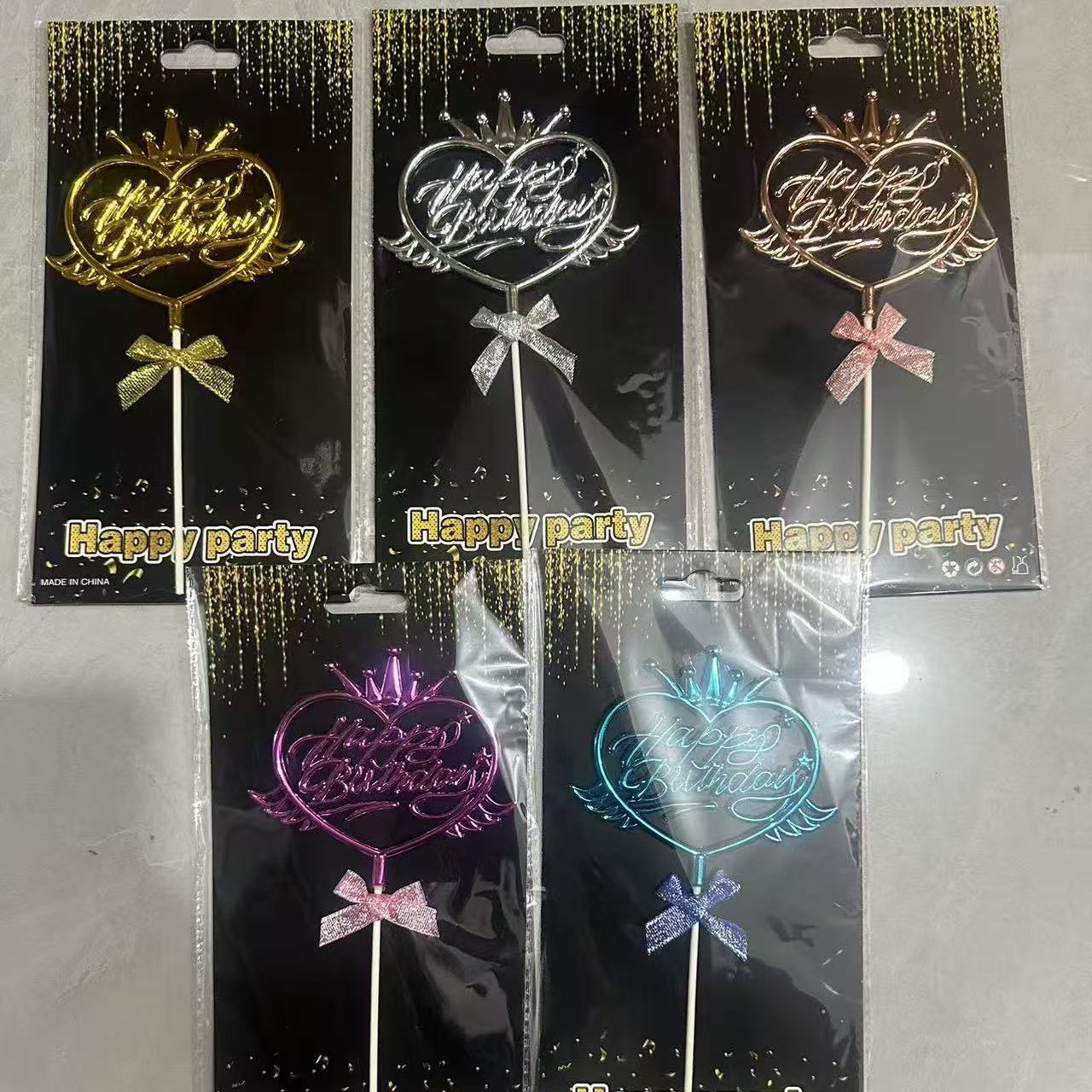 Complemento de decoración para pastel de cumpleaños – mariposa dorada, San Valentín, postre, tarjeta